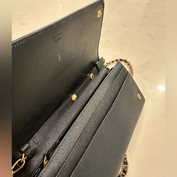Prada Saffiano Black Leather Wallet on Chain With Box and Authenticity Card - Picture 11 of 14